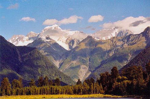 Mt. Tasman und Mt. Cook von Lake Matheson aus